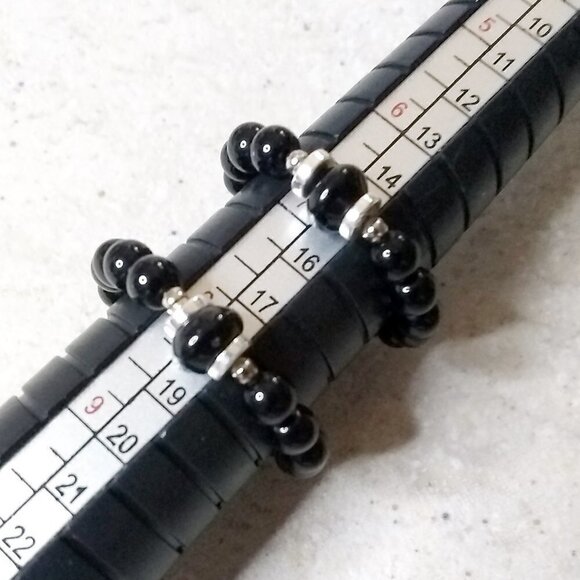 Sexy Goth Punk Biker Babe! Beaded Stack Ring - Black Onyx + Stone Beads - Picture 3 of 5